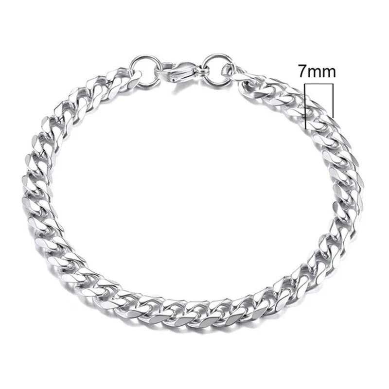Bracelet Maille Cubaine Argent – 20 cm / 7 mm
