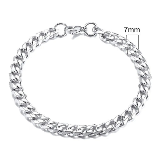 Bracelet Maille Cubaine Argent – 20 cm / 7 mm