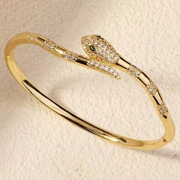 Bracelet doré torsadé Serpent élégant – acier inoxydable