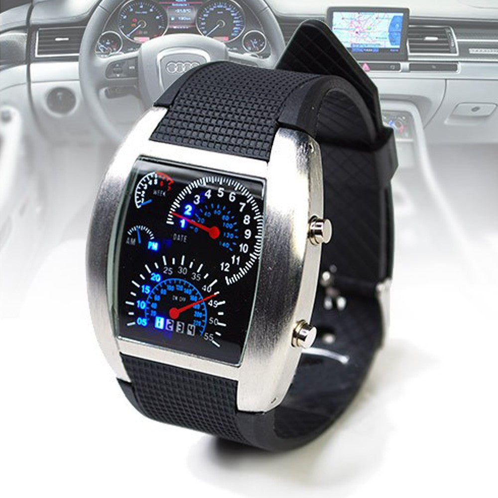 Montre Sport LED “Dashboard” – Affichage Compteur & Bracelet Silicone