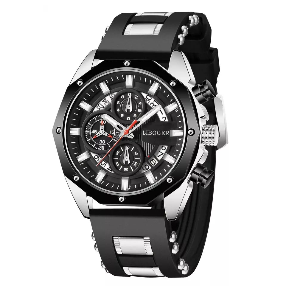 Montre Sport Homme “Liboger X-Force” – Chronographe Design & Bracelet Renforcé