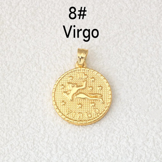 Pendentif médaillon signe Vierge – plaqué or 18K